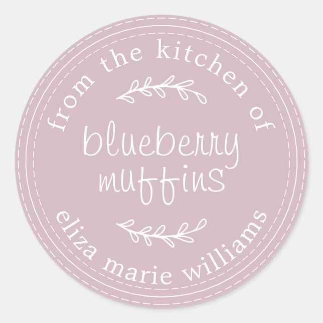 Rustic Modern Baked Goods Blueberry Muffins Purple Classic Round Sticker (Front)