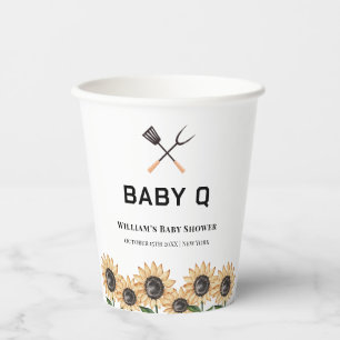 Rustic Modern BBQ Sunflower Baby Shower Paper Cups
