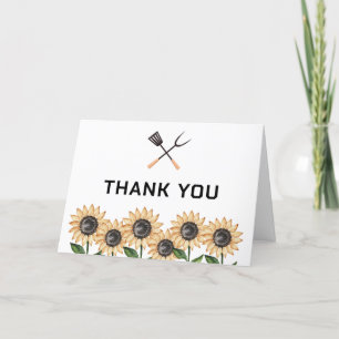 Rustic Modern BBQ Sunflower Baby Shower  Thank You Card