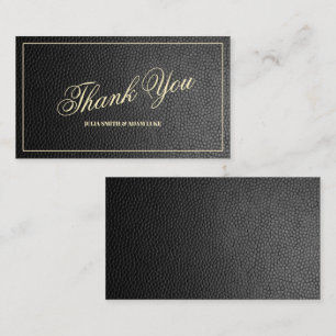 Rustic Modern Black Leather Wedding Thank You Card