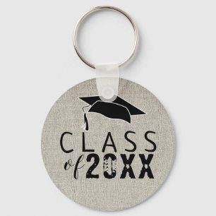 Rustic Modern Black Typography Class of Graduation Key Ring