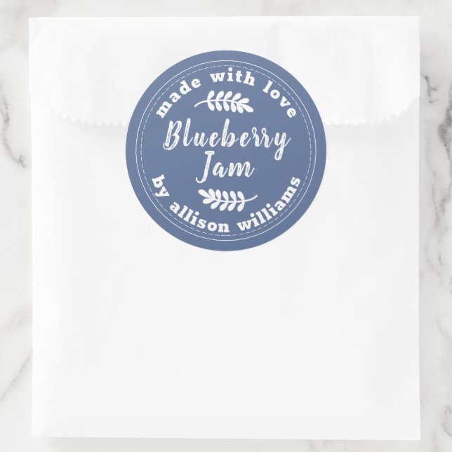 Rustic Modern Blueberry jam Blue Classic Round Sti Classic Round Sticker (Bag)