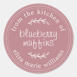 Rustic Modern Blueberry Muffins Dusty Rose Classic Round Sticker