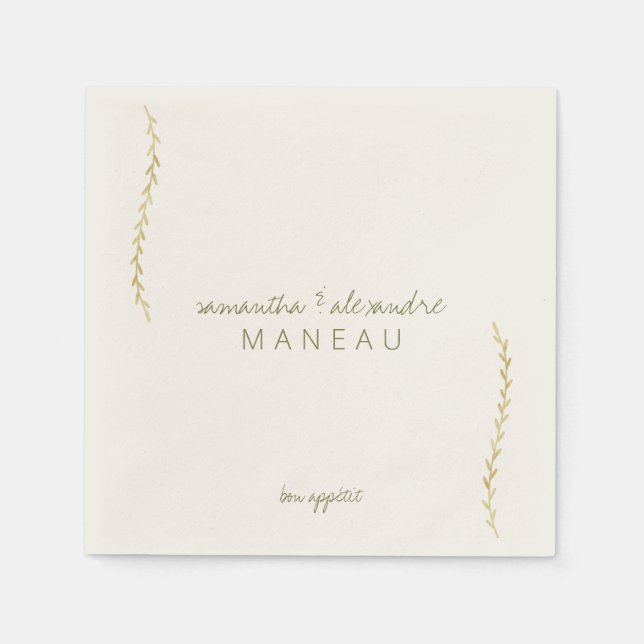 Rustic Modern Boho Floral Greenery Wedding Napkin (Front)