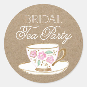 Rustic Modern Bridal Tea Party   Bridal Shower Classic Round Sticker