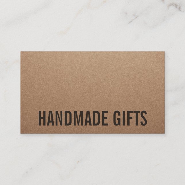 Rustic modern brown kraft paper handmade cardboard business card (Front)