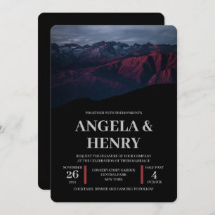 Rustic Modern Brown Mountains Scenery Wedding Invitation
