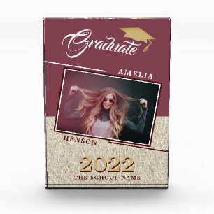 Rustic Modern Burgundy Graduate Graduation Photo Block