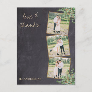Rustic Modern Chalkboard Photo Wedding Thank You Postcard