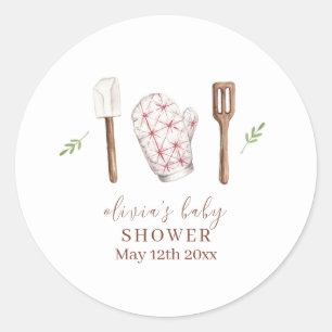 Rustic Modern Chef Kitchen Stuff Baby Shower Classic Round Sticker
