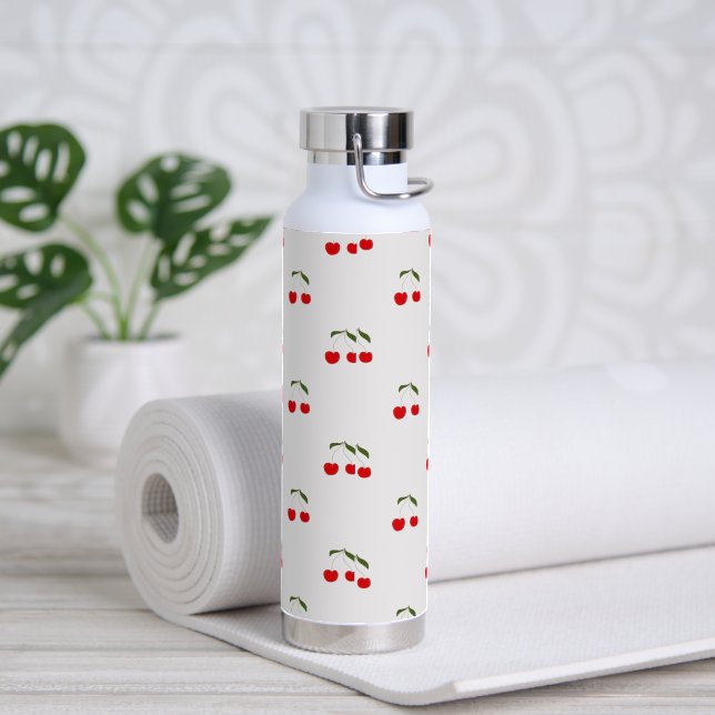 Rustic Modern Cherry Patterns Water Bottle (Yoga)