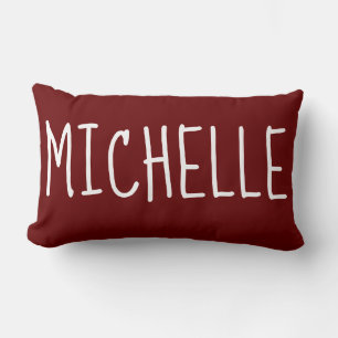 Rustic Modern Chic Burgundy Add Name Lumbar Cushion