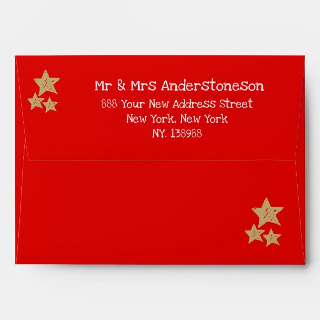Rustic Modern Classic Red Merry Christmas Card Envelope (Back (Top Flap))