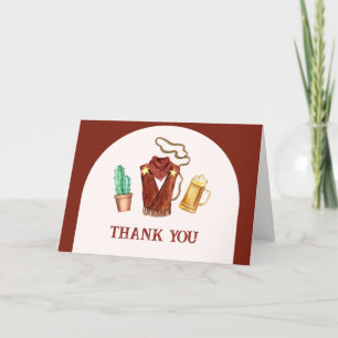 Rustic Modern Cowboy Cactus Beer Arch Baby Shower Thank You Card