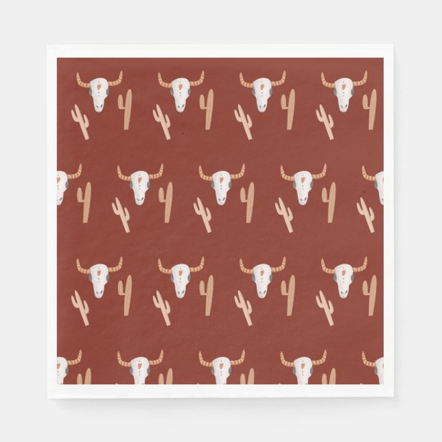 Rustic Modern Cowboy Cactus Beer Boy Baby Shower  Napkin (Front)