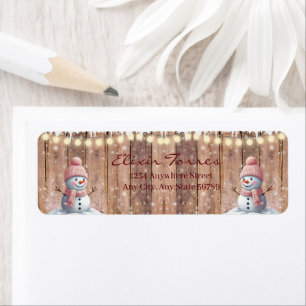 Rustic Modern Elegant Snowman Baby Shower Return Address Label