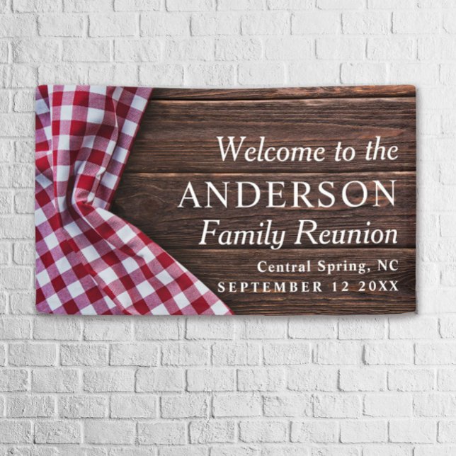 Rustic Modern Family Reunion Picnic BBQ Party Tree Banner (Creator Uploaded)