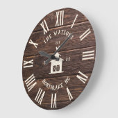 Rustic Modern Farmhouse Custom Family Name Retro Large Clock (Angle)