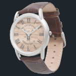 Rustic Modern Farmhouse Custom Family Name Vintage Watch<br><div class="desc">Personalised Family Name,  city,  state and year established Rustic Modern  watch in a trendy farmhouse style design with roman numeral clock face,  buck illustration,  and light brown wood plank / shiplap backdrop design. Perfect gift for a Father's Day gift or Birthday surprise for the men in your life.</div>