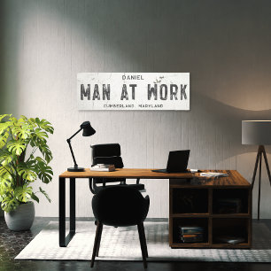 Rustic Modern Farmhouse Male Office Long Canvas Print