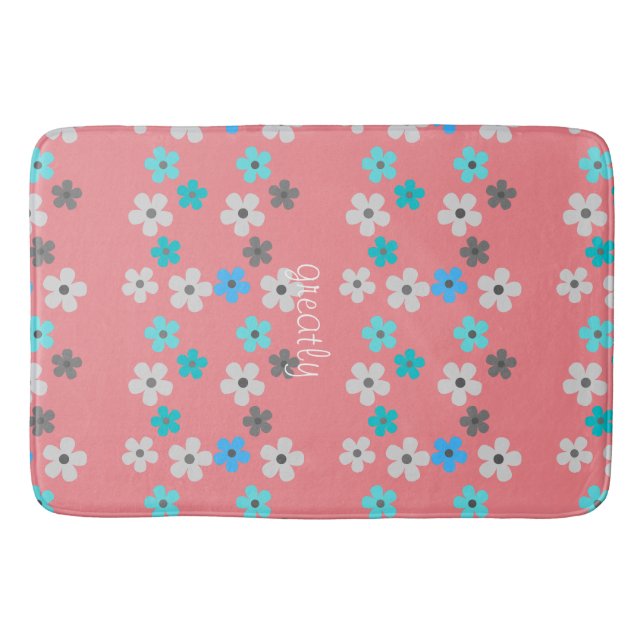 Rustic Modern Floral  Bath Mat (Front)