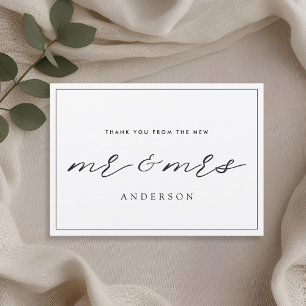 Rustic Modern From the New Mr. and Mrs. Wedding  Thank You Card