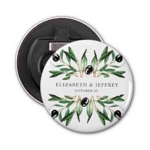 Rustic Modern Geometric Olive Branches Wedding Bottle Opener