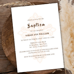 Rustic Modern Gold Typography Cross Baptism Invitation