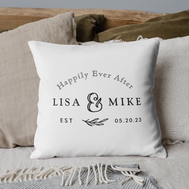 Rustic Modern Happily Ever After Wedding Gift Cushion (Creator Uploaded)