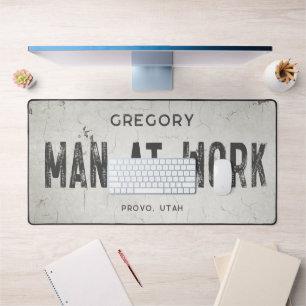 Rustic Modern Industrial Farmhouse Male Name City Desk Mat