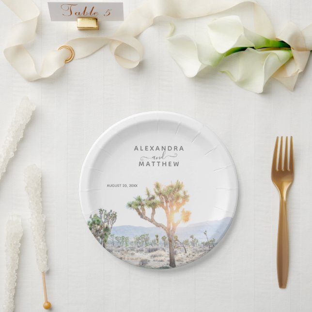 Rustic Modern Joshua Tree Boho Wedding Paper Plate (Wedding)