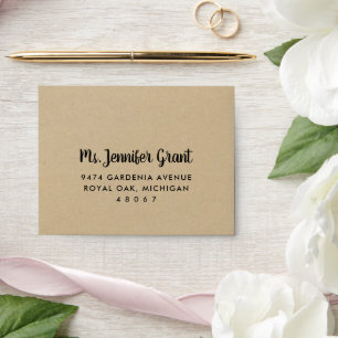 Rustic Modern Kraft and Black Wedding RSVP Envelope