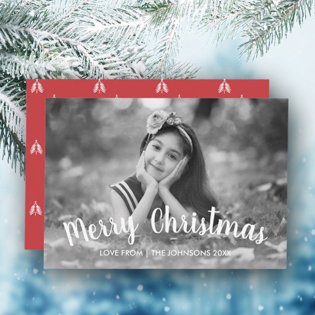Rustic Modern Merry Christmas Holiday Photo Card (Stylishly Personalize with Your Unique Photo and Message.)