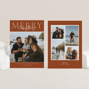 Rustic Modern Minimalist Photo Merry Christmas Holiday Card