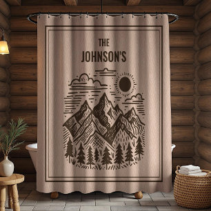 Rustic Modern Mountains Custom Shower Curtain