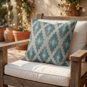 Rustic Modern Native Tribal Art Pattern Cabin Cushion