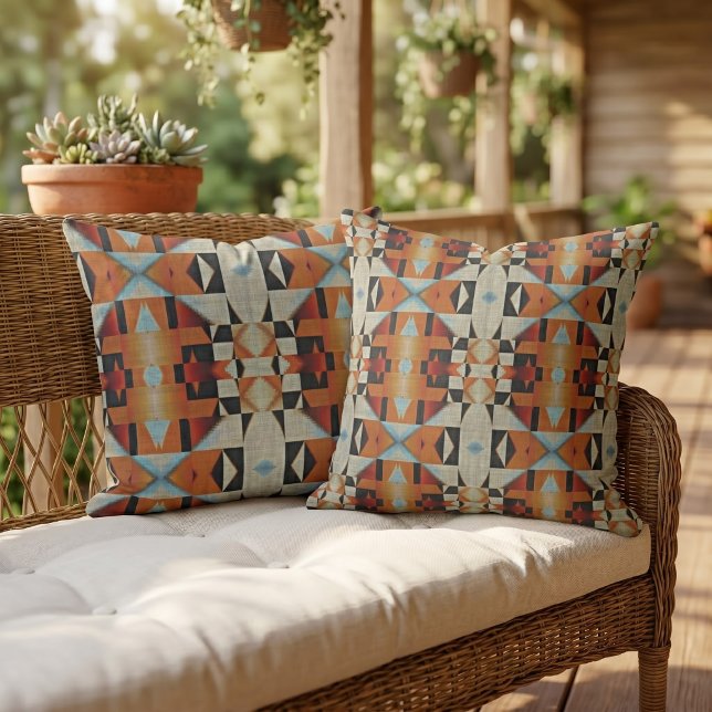Rustic Modern Native Tribal Art Pattern Cabin Cushion (Creator Uploaded)
