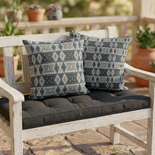 Rustic Modern Native Tribal Art Pattern Cabin Cushion
