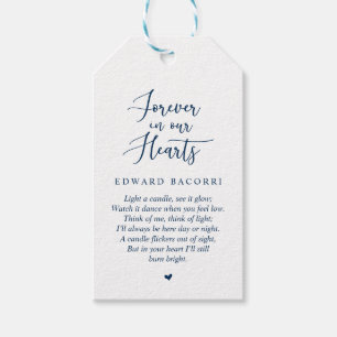 Rustic Modern Navy Blue, Funeral Memorial Service Gift Tags