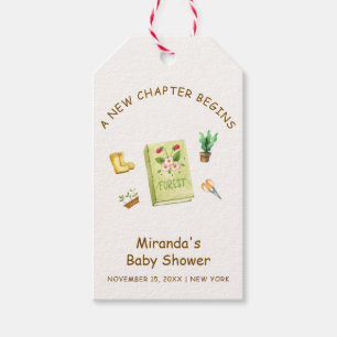 Rustic Modern New Chapter Garden Book Baby Shower Gift Tags