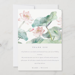 Rustic Modern Pastel Blush Green Waterlily Wedding Thank You Card