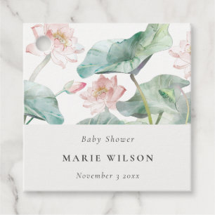 Rustic Modern Pastel Blush Waterlily Baby Shower Favour Tags