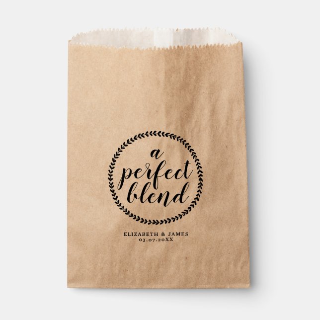 Rustic Modern Perfect Blend Custom Wedding Coffee Favour Bag (Front)