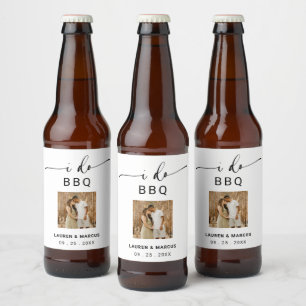 Rustic Modern Photo I Do BBQ  Beer Bottle Label