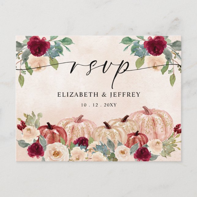 Rustic Modern Pumpkins Country Fall RSVP Postcard (Front)