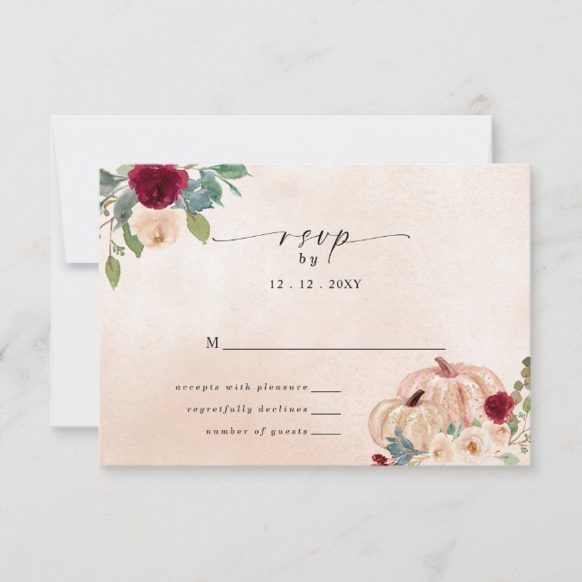 Rustic Modern Pumpkins Country Fall Wedding RSVP Card (Front)