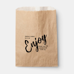 Rustic Modern Script Enjoy Thank You Wedding Favour Bag