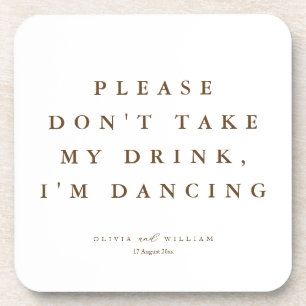 Rustic Modern Script Personalised Wedding Coaster