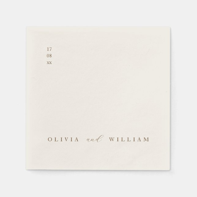 Rustic Modern Script Personalised Wedding Cocktail Napkin (Front)