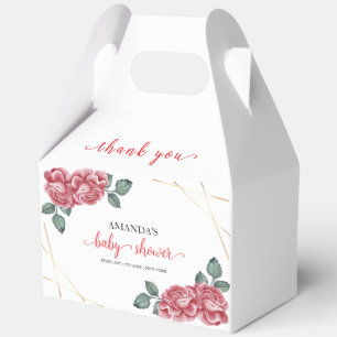 Rustic Modern Sweetheart Rose Flower Baby Shower Favour Box
